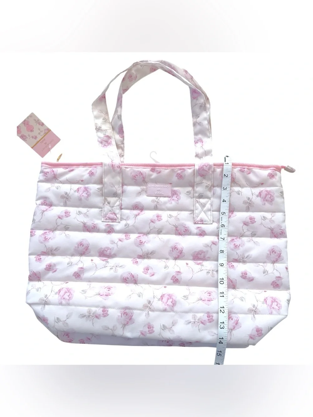 NWT LoveShackFancy x Target Yoobi Ribbon Rosa Quilted Tote Bag Pink Floral